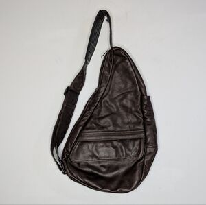 Ameribag Healthy Back Bag Brown Leather Crossbody Sling Bag